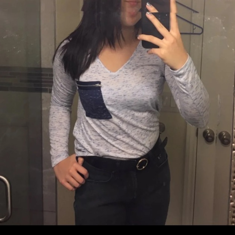 Blue v neck with pocket